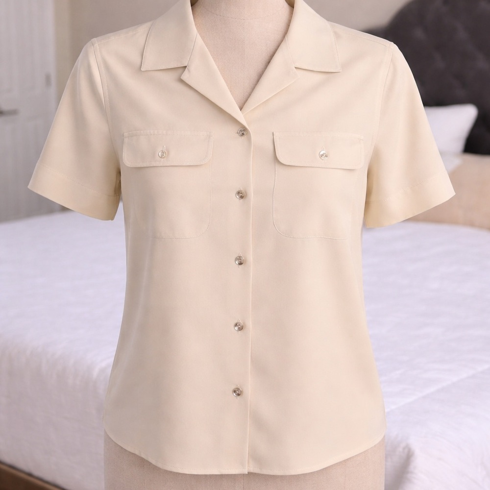 Talbots Short-Sleeve Button-Down Shirt - Pale Cream
